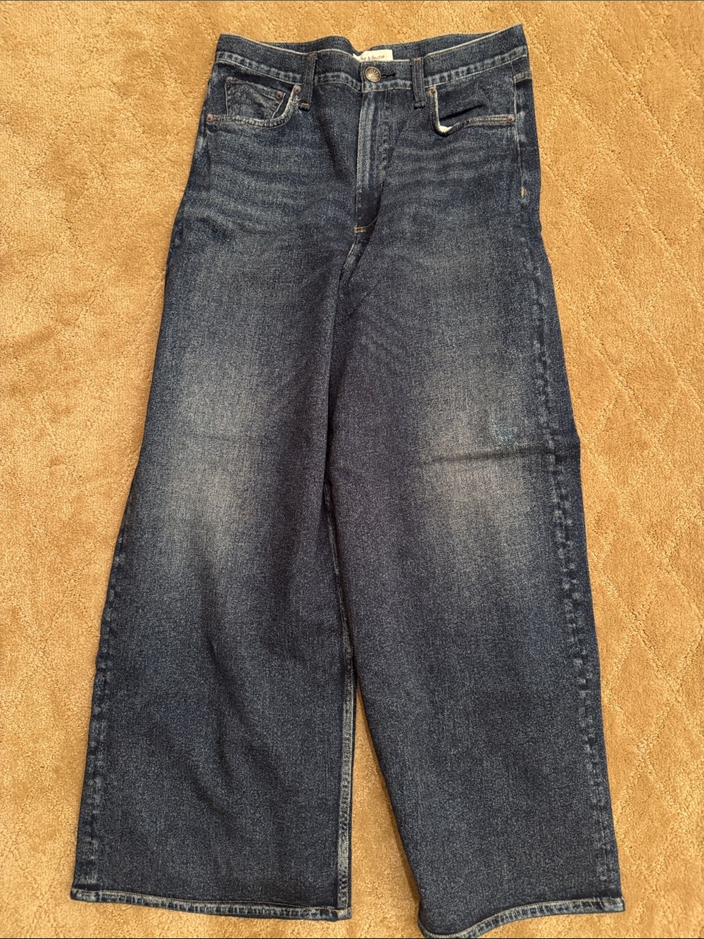 Rag & Bone Wide-Leg Dark Blue Denim Sweatpant Sofie Jeans